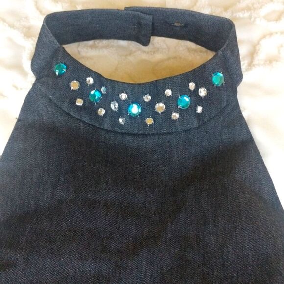 XOXO Denim Jewelled  Neck Halter Top - Picture 2 of 11